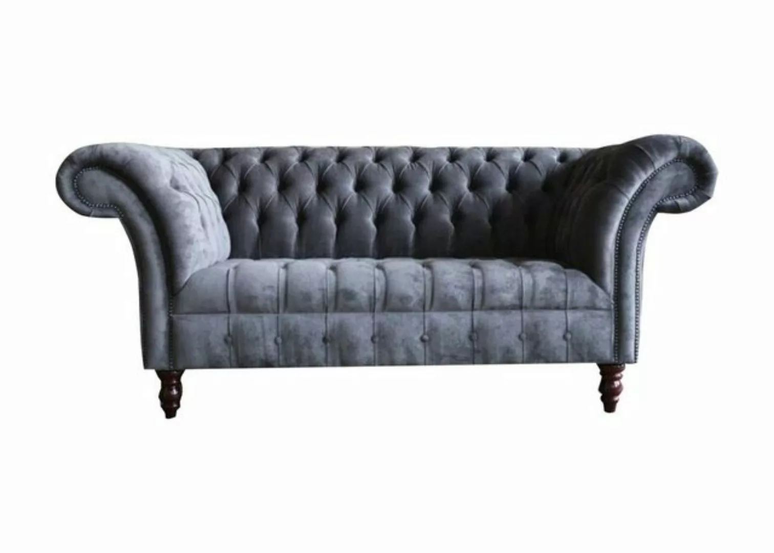 Xlmoebel Chesterfield-Sofa Eleganter grauer 2-Sitzer Wohnzimmermöbel Cheste günstig online kaufen