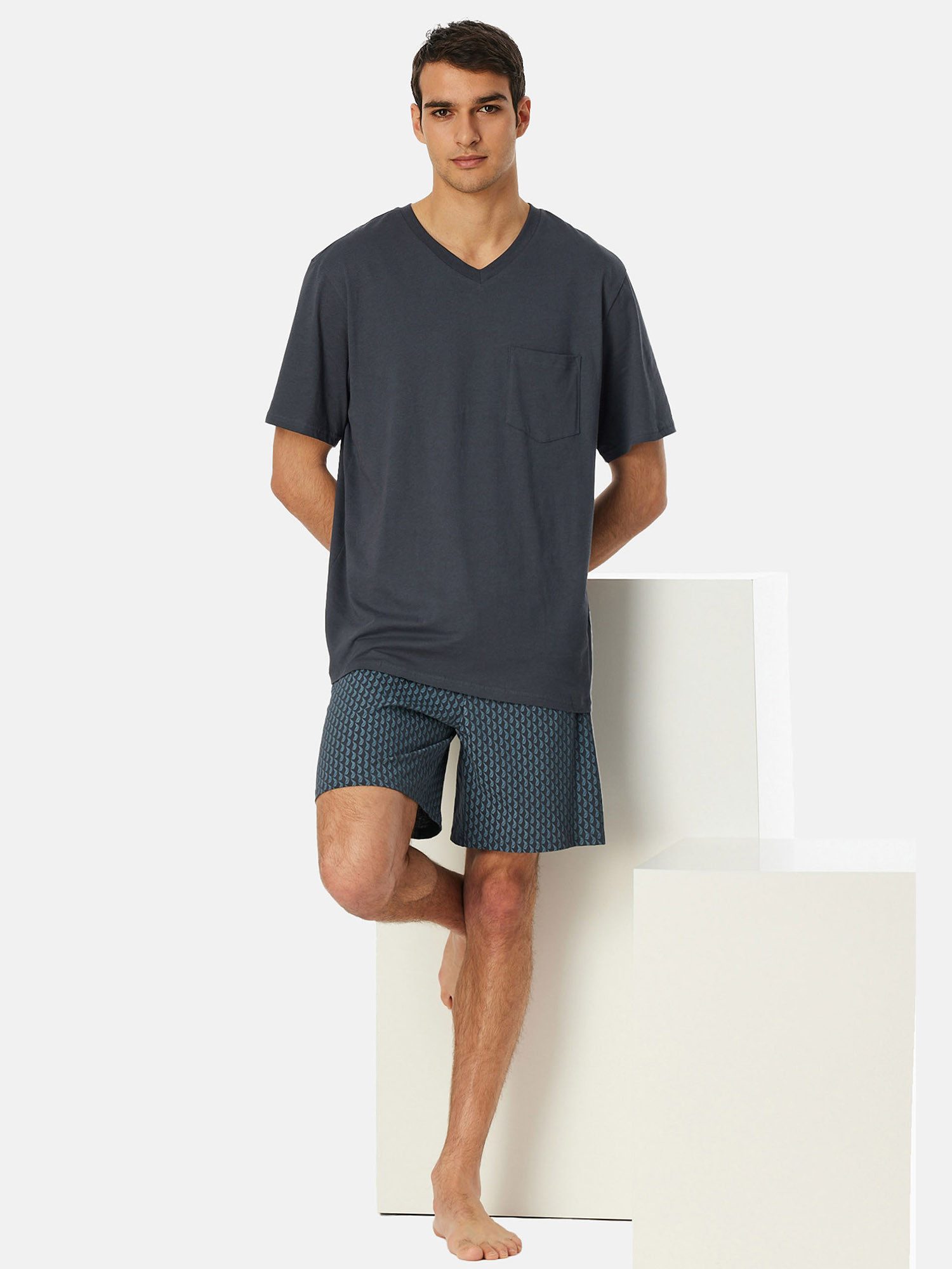 Schiesser Pyjama V-Ausschnitt - Comfort Essentials günstig online kaufen