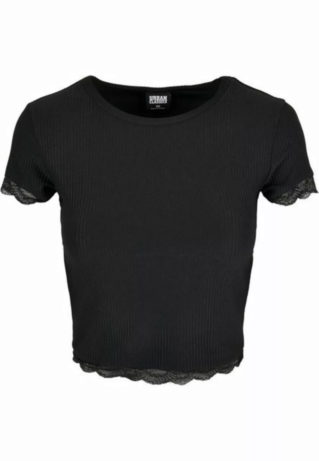 URBAN CLASSICS T-Shirt Urban Classics Damen Ladies Cropped Lace Hem Tee (1- günstig online kaufen