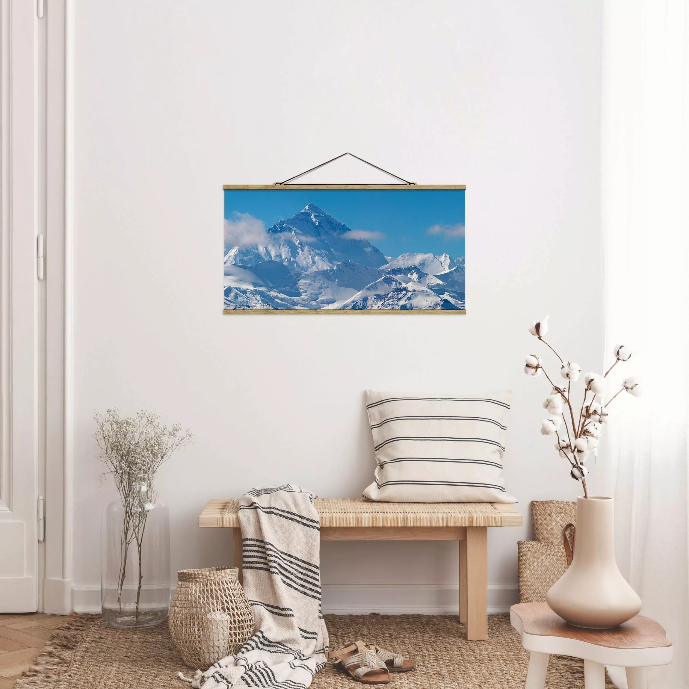 Stoffbild Berge mit Posterleisten - Querformat Mount Everest günstig online kaufen