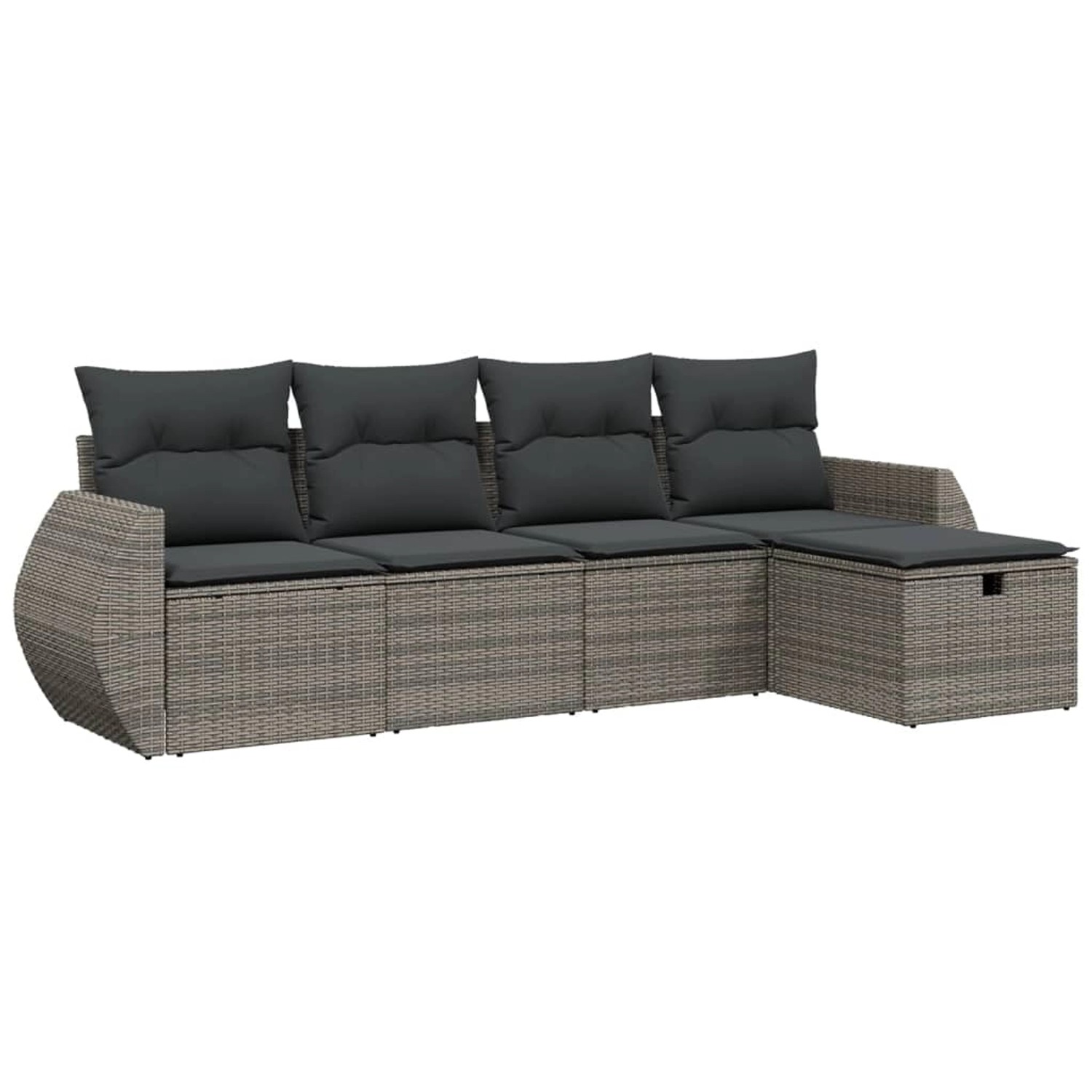 vidaXL 5-Tlg Garten-Sofagarnitur mit Kissen Grau Poly Rattan 3264086 günstig online kaufen