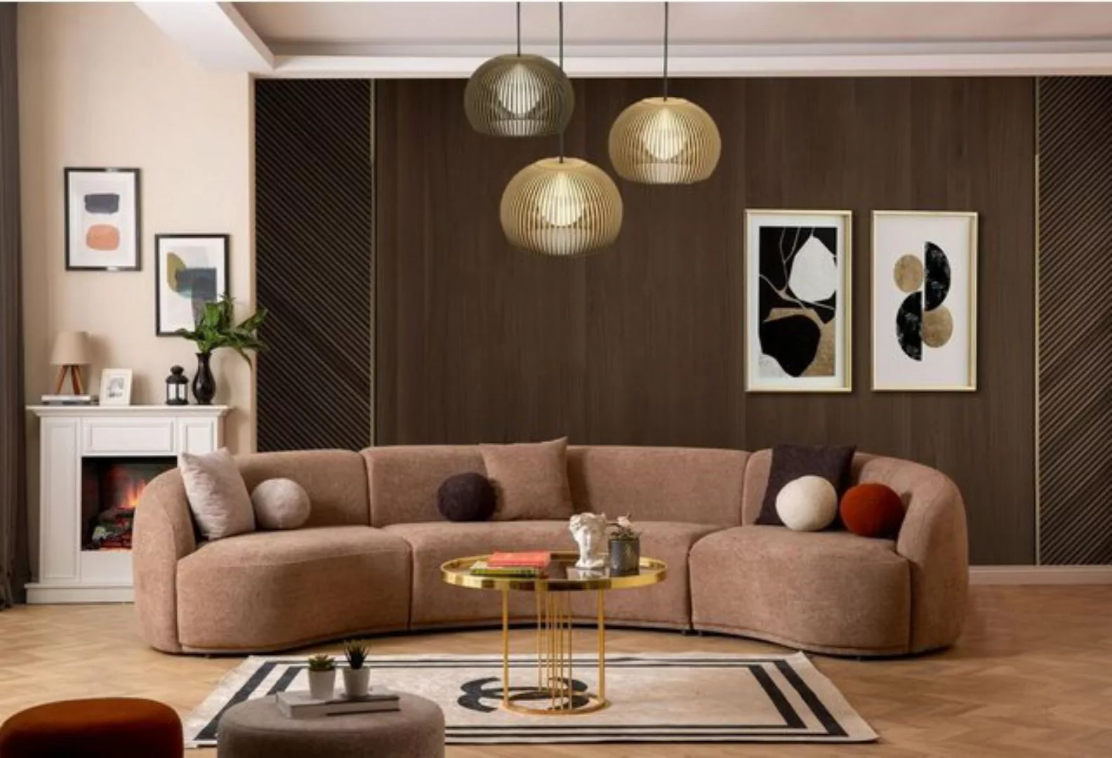 JVmoebel 4-Sitzer Designer Rund sofa braun Eckgarnitur Modern Möbel Wohnzim günstig online kaufen