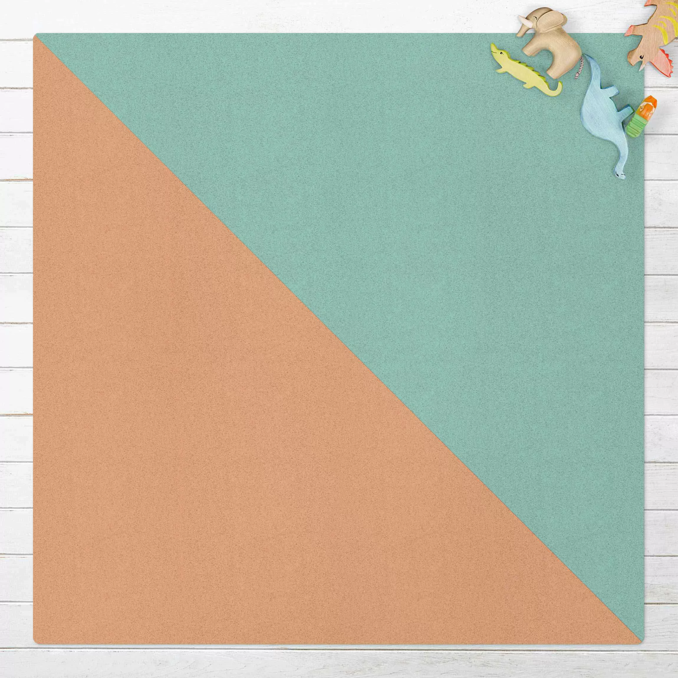 Kork-Teppich Einfaches Blaues Dreieck günstig online kaufen