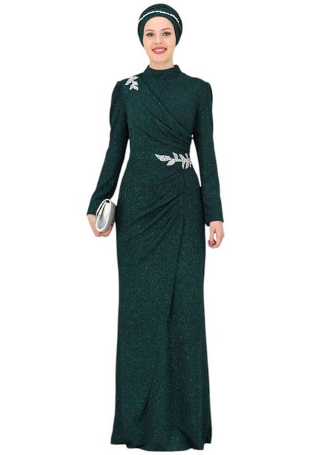 fashionshowcase Abendkleid Damen Glitzer Maxikleid mit Volant Abiye Abaya H günstig online kaufen