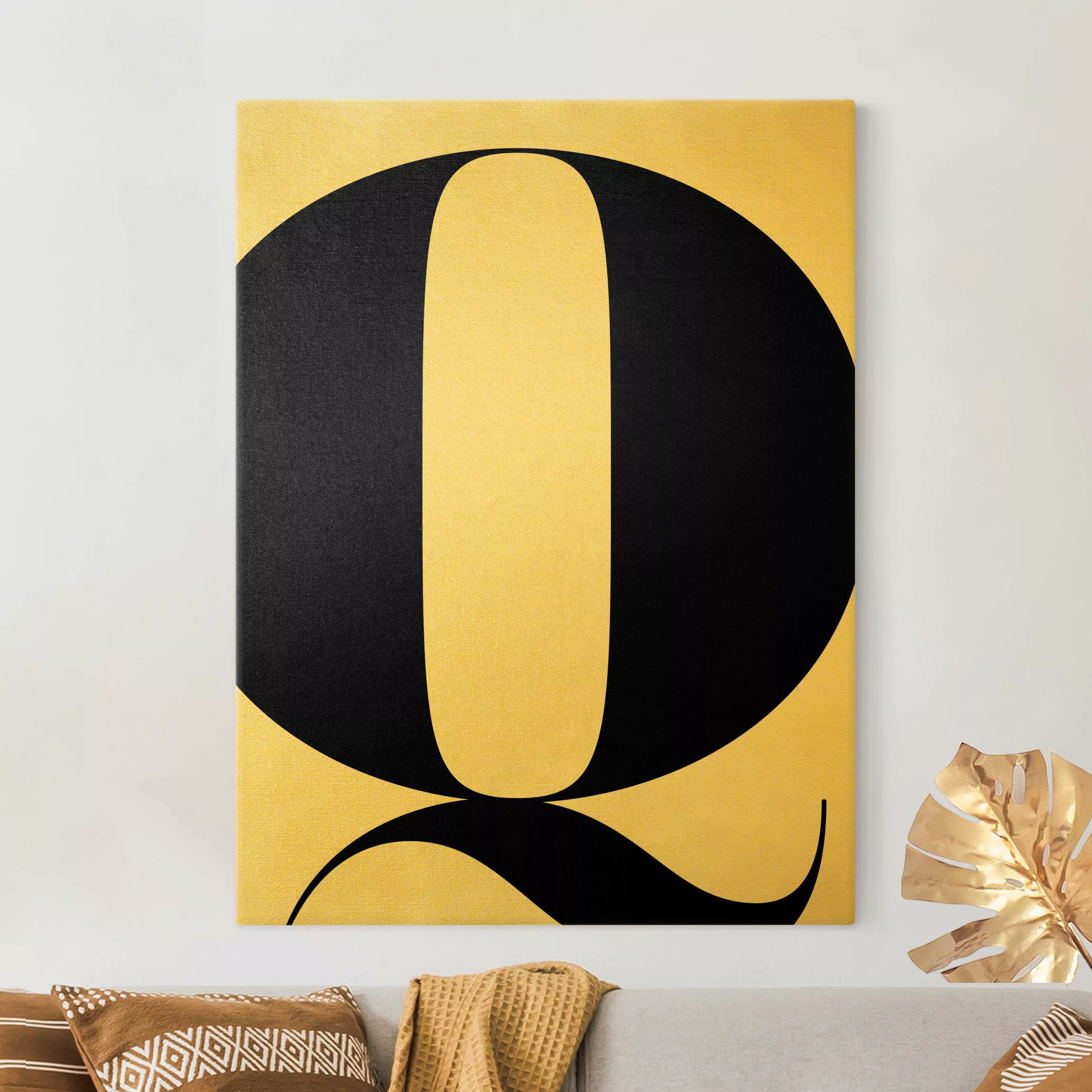 Leinwandbild Gold Antiqua Letter Q günstig online kaufen