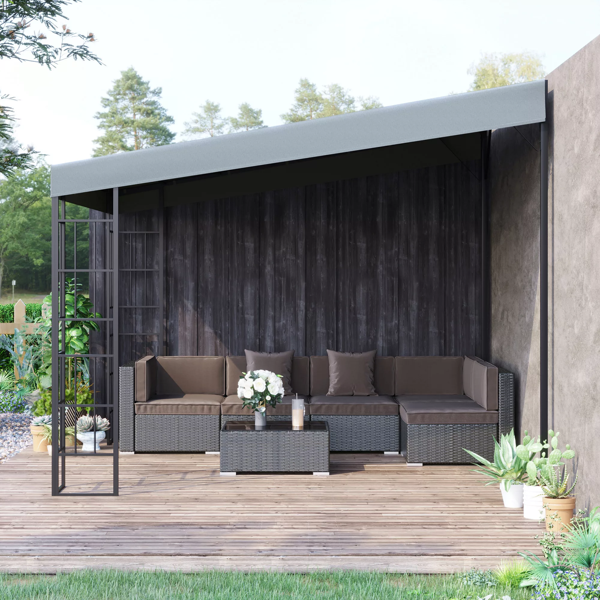 Outsunny Pergola 4 x 3 m Gartenpavillon Pavillon Überdachung Zelt Metall Po günstig online kaufen