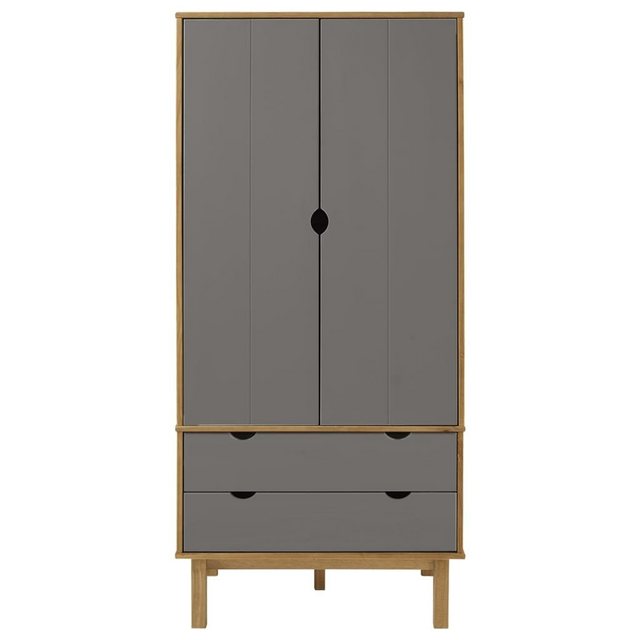 vidaXL Kleiderschrank Kleiderschrank Braun Grau 76,5x53x172 cm Massivholz K günstig online kaufen