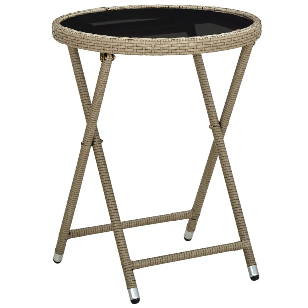 Beistelltisch Beige 60 Cm Poly Rattan Und Hartglas günstig online kaufen