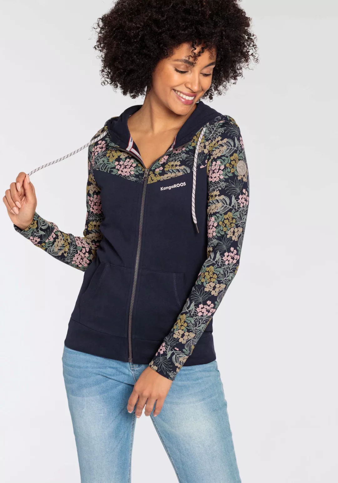 KangaROOS Kapuzensweatjacke, mit Blumenprint günstig online kaufen