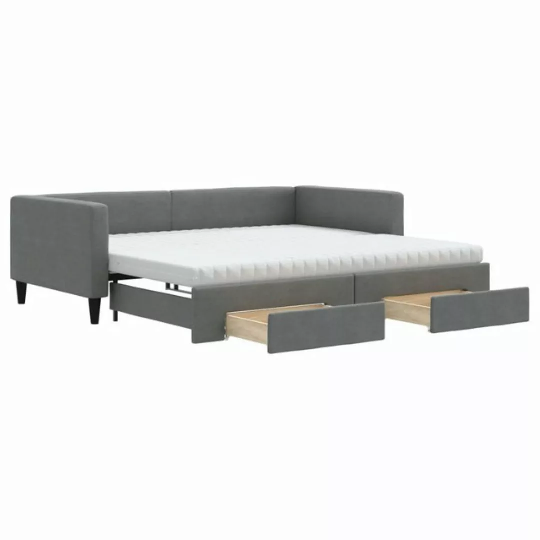 vidaXL Bett Tagesbett Ausziehbar mit Schubladen Dunkelgrau 100x200 cm Stoff günstig online kaufen