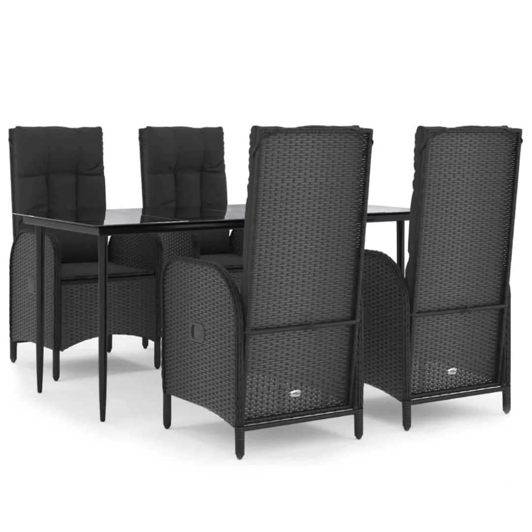 Vidaxl 5-tlg. Garten-lounge-set Mit Kissen Schwarz Poly Rattan günstig online kaufen