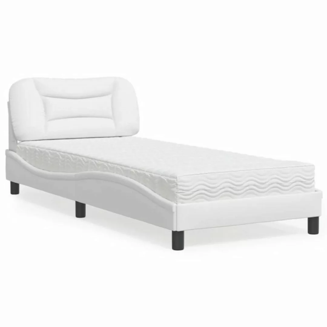 vidaXL Bett Bett mit Matratze Weiß 90x190 cm Kunstleder günstig online kaufen