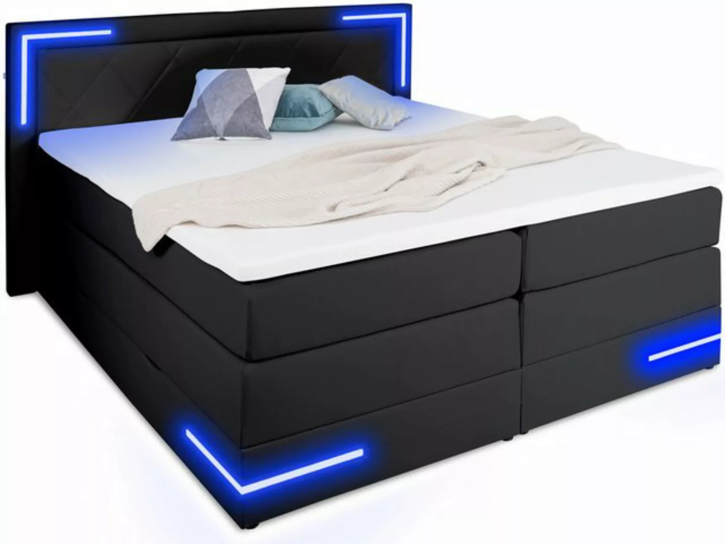 wonello Boxspringbett Arizona, mit LED Beleuchtung und Topper, wahlweise mi günstig online kaufen