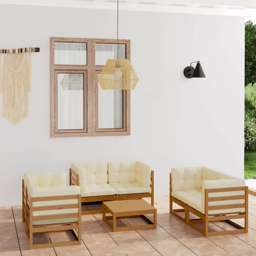 7-tlg. Garten-lounge-set Mit Kissen Kiefer Massivholz günstig online kaufen