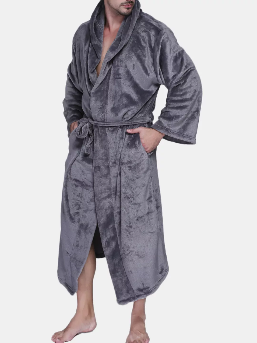 Herren Pure Colour Thicken Velvet Fleece Nachtwäsche Comfy Soft Hooded Pyja günstig online kaufen