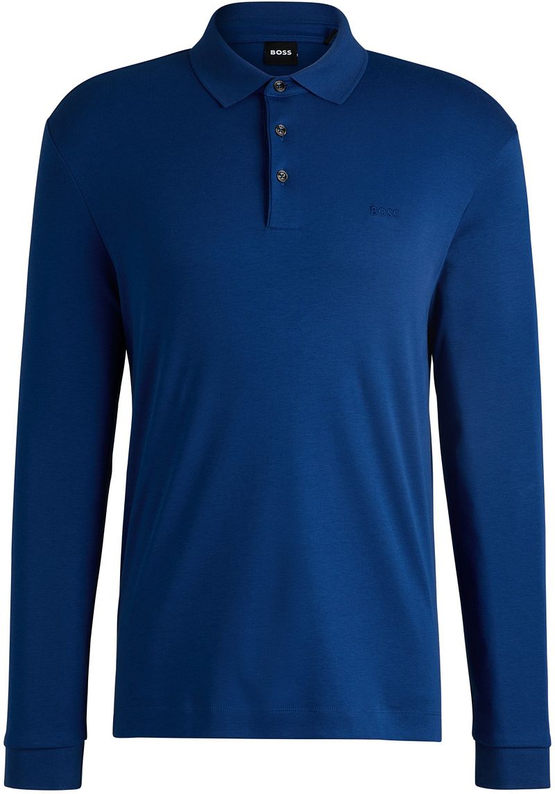 BOSS Pado Longsleeve Poloshirt Kobaltblau - Größe L günstig online kaufen