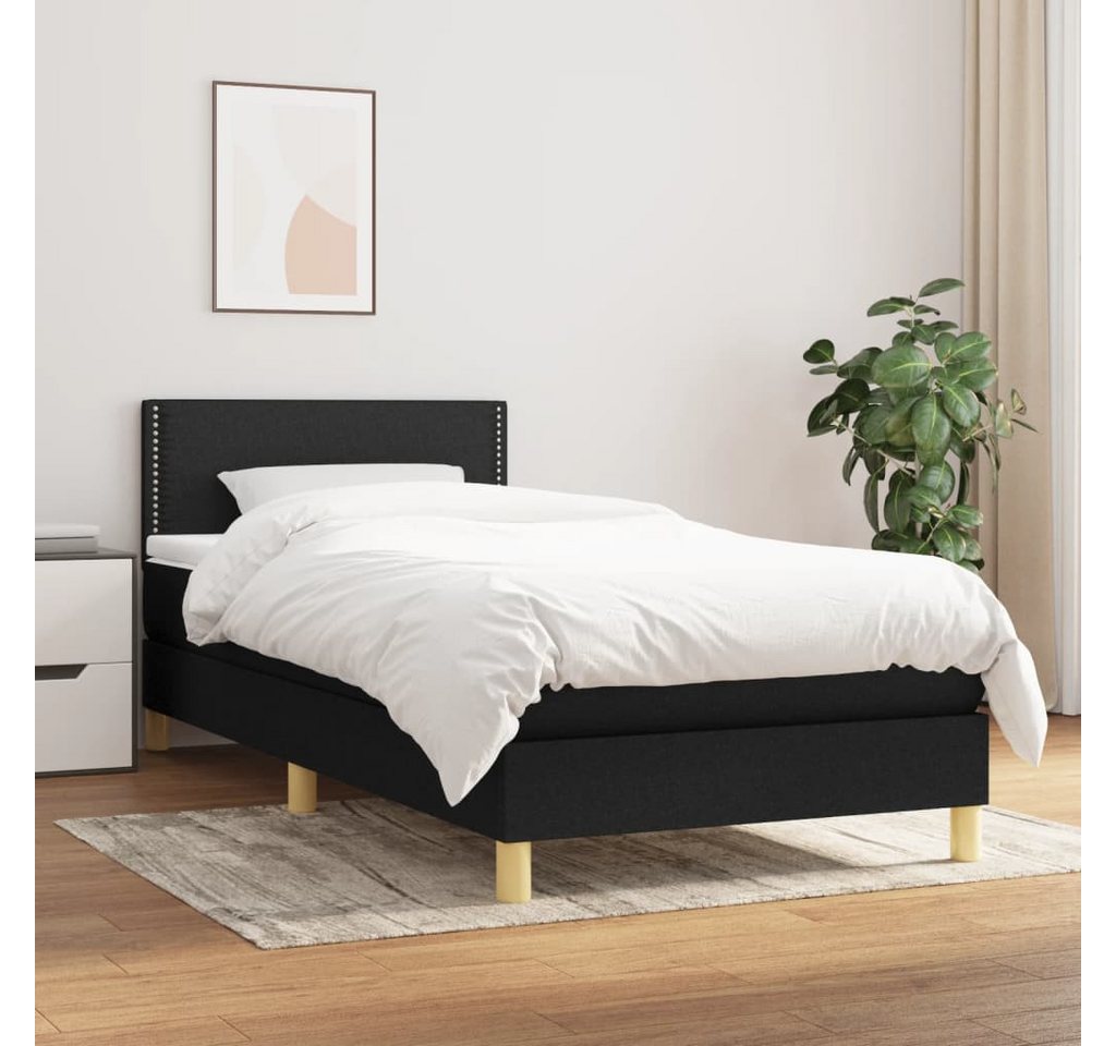 vidaXL Boxspringbett Boxspringbett mit Matratze Schwarz 100x200 cm Stoff Be günstig online kaufen