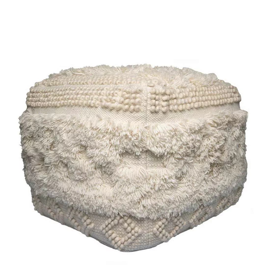Stoffhocker in Cremeweiß Boho Style günstig online kaufen