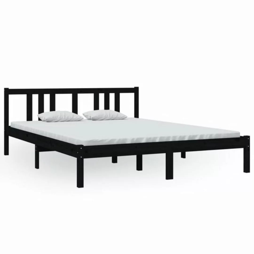 furnicato Bett Massivholzbett Schwarz 150x200 cm günstig online kaufen