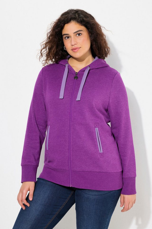 Ulla Popken Sommerjacke Hoodiejacke Waffelpikee Kapuze Langarm günstig online kaufen