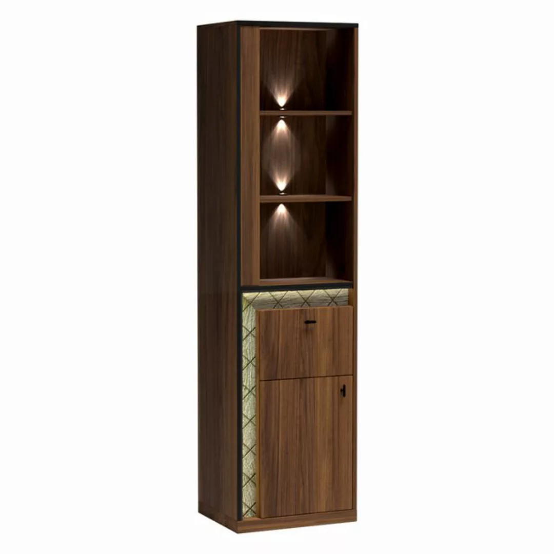 Lomadox Vitrine SAVA-161 Vitrinenschrank in Walnuss braun SAVA-161 mit LED günstig online kaufen