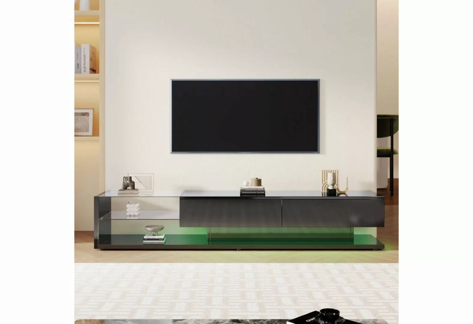 Odikalo TV-Schrank Lowboard Fernsehschrank hochglänzende Glastrennwand 16-L günstig online kaufen