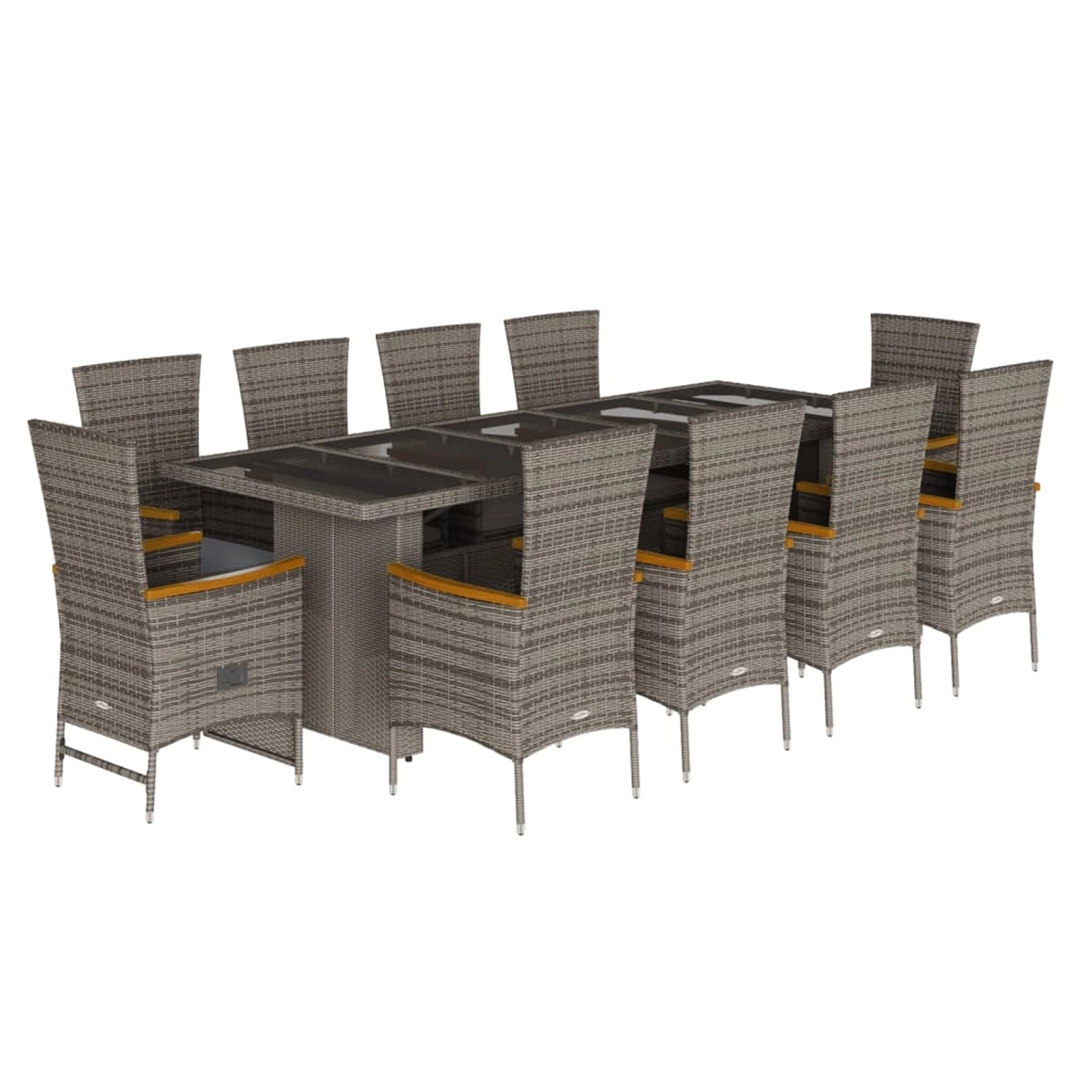 vidaXL 11-tlg Garten-Essgruppe mit Kissen Grau Poly Rattan Modell 30 günstig online kaufen