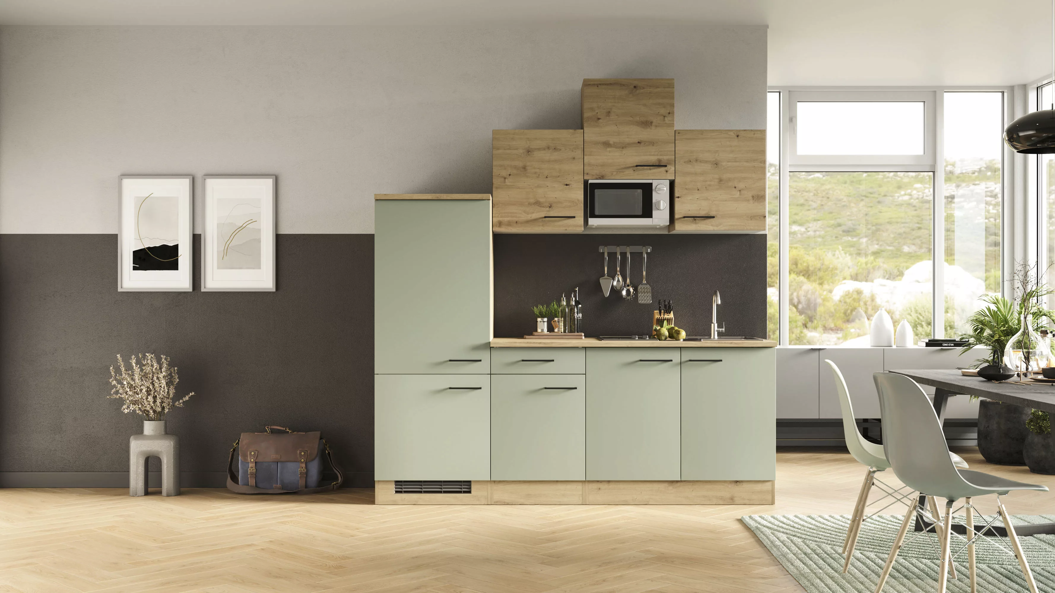 Flex-Well Küche "Cara", mit E-Geräten, Gesamtbreite 210 cm, in weiten Farbe günstig online kaufen