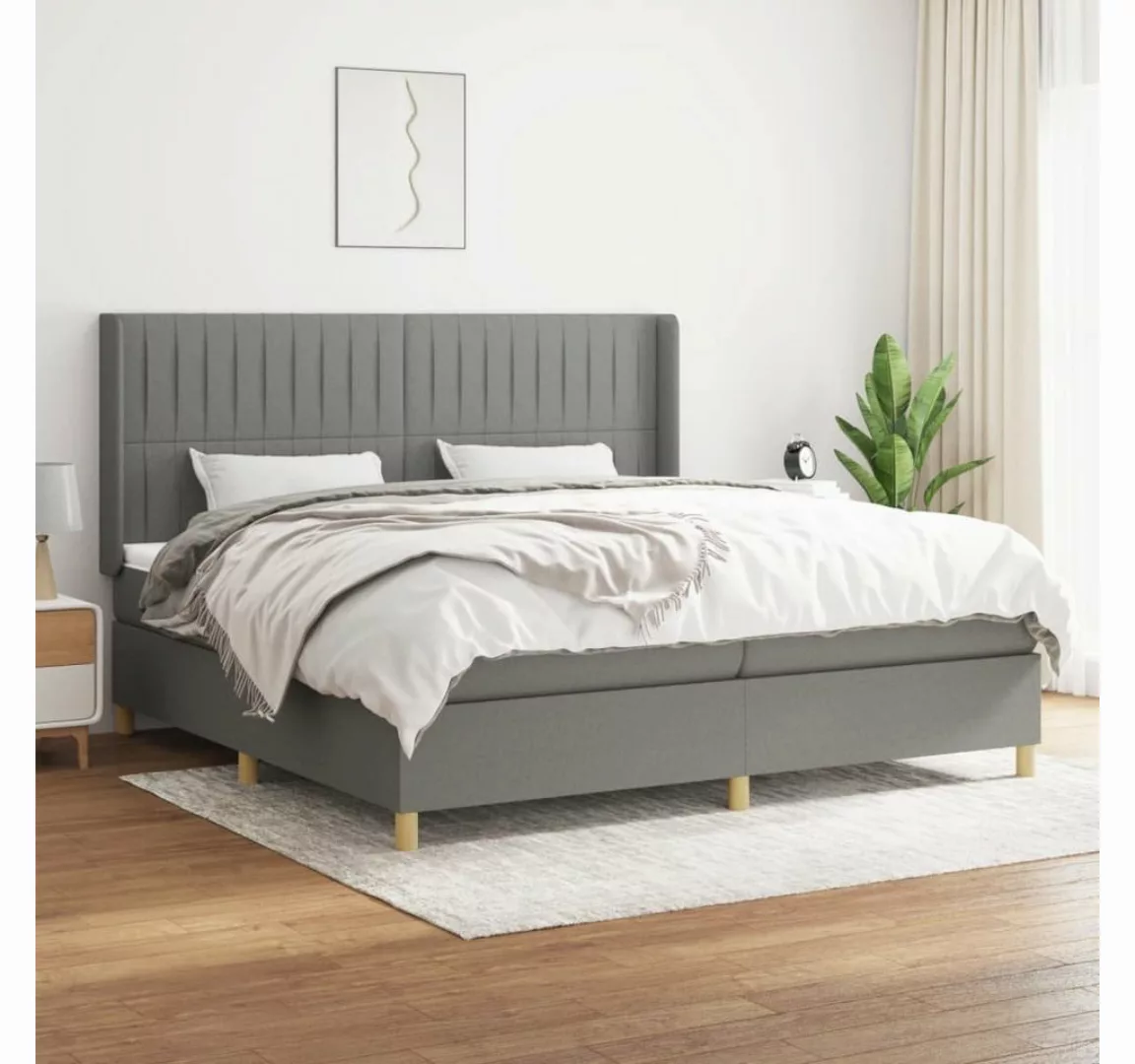 furnicato Bett Boxspringbett mit Matratze Dunkelgrau 200x200 cm Stoff günstig online kaufen