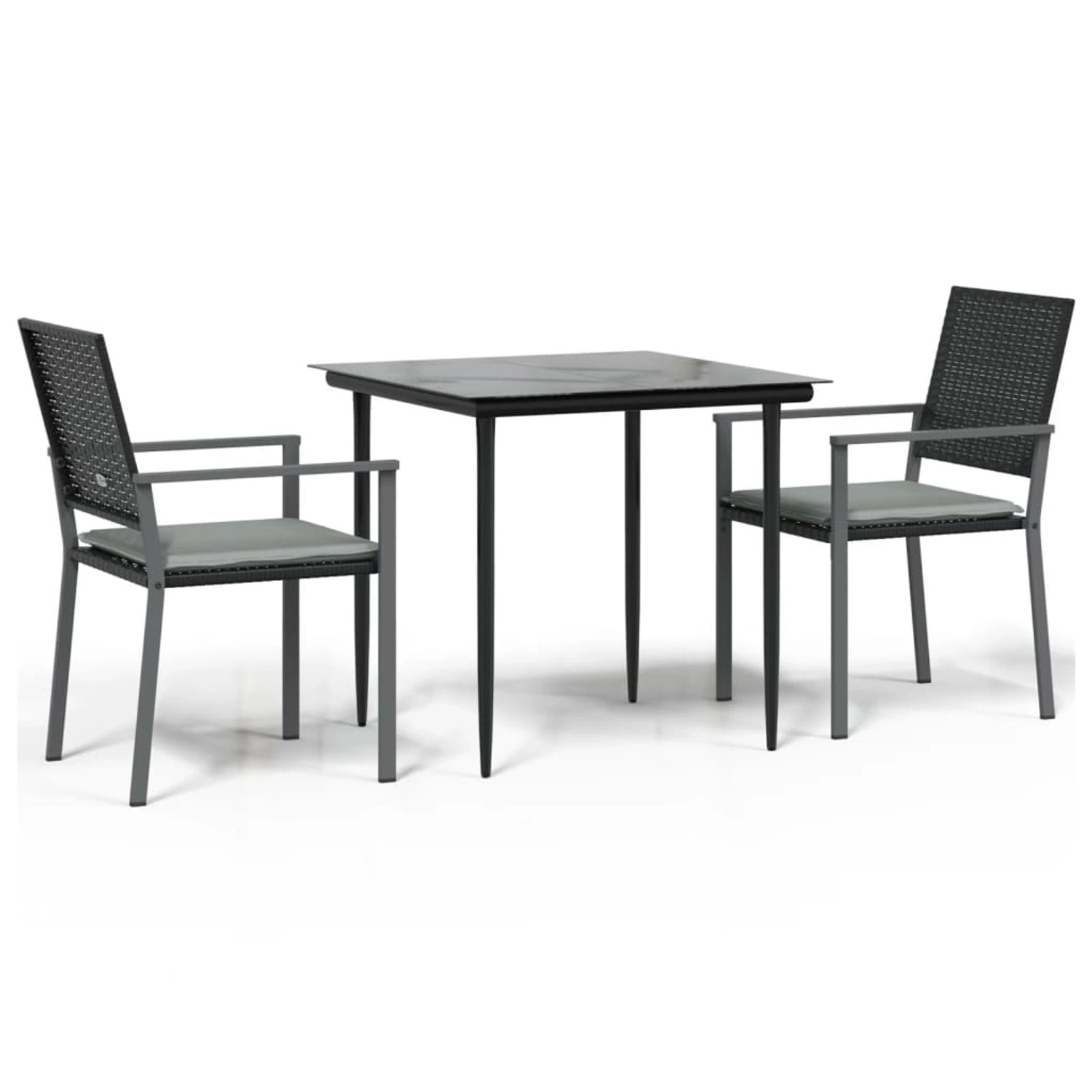 vidaXL 3-Tlg Garten-Essgruppe mit Kissen Poly Rattan und Stahl 3187001 günstig online kaufen