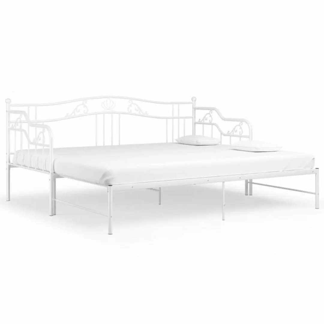 vidaXL Gästebett Ausziehsofa Bettgestell Weiß Metall 90x200 cm Einzelbett B günstig online kaufen