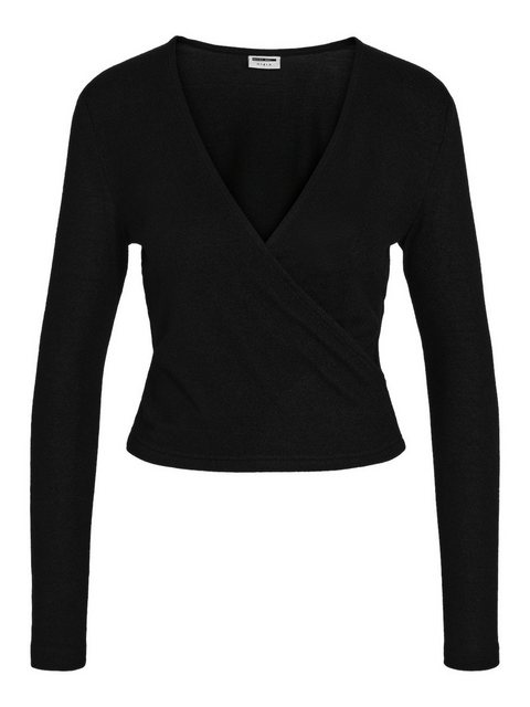 Noisy may Shirttop Top V-Neck Wrap Langarm Regular Fit 8144 in Schwarz-2 günstig online kaufen