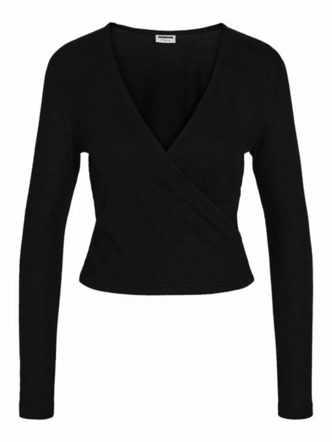 Noisy may Shirttop Top V-Neck Wrap Langarm Regular Fit 8144 in Schwarz-2 günstig online kaufen