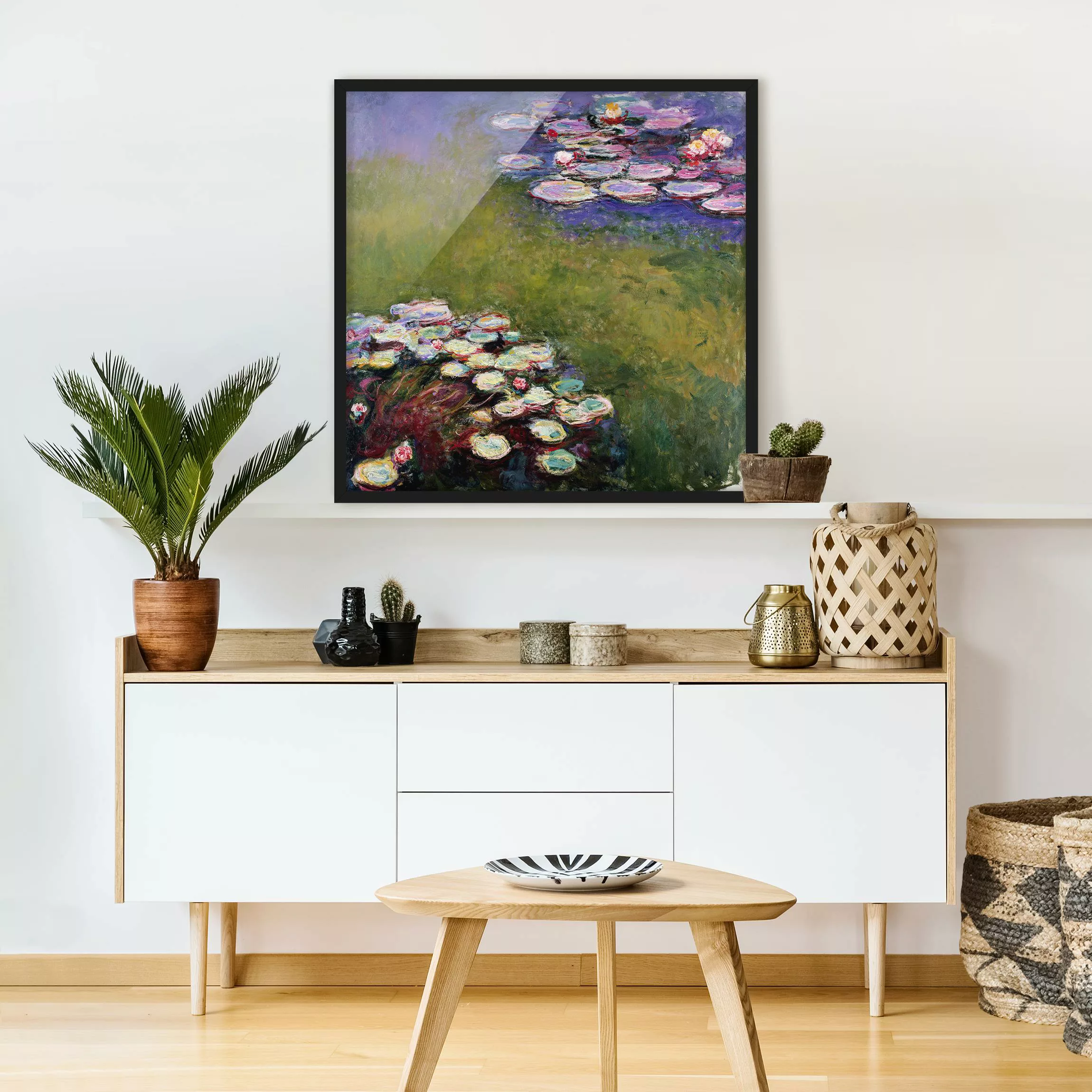 Bild mit Rahmen Kunstdruck - Quadrat Claude Monet - Seerosen günstig online kaufen