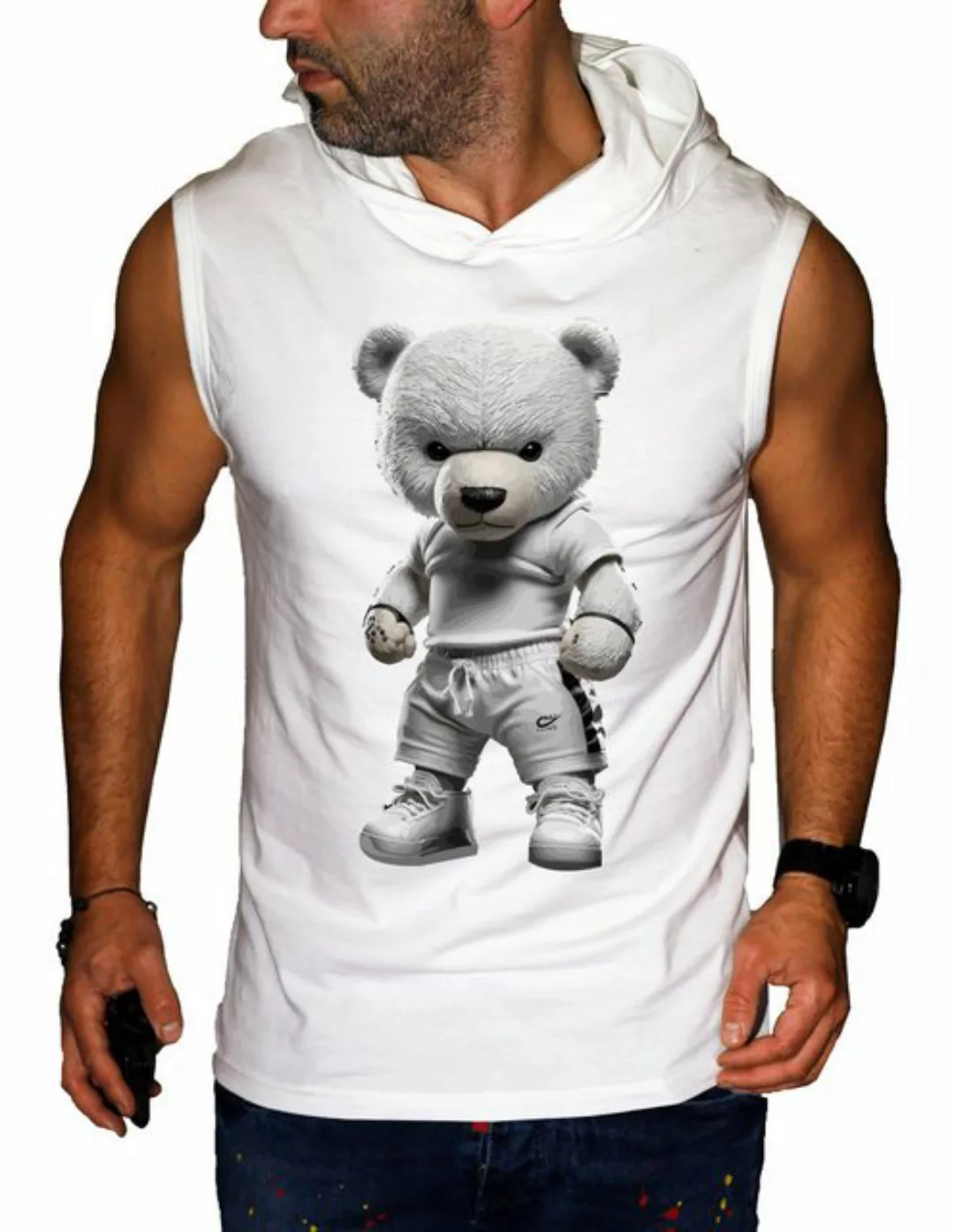 RMK Tanktop Herren Tanktop Muskelshirt Gym Ärmellos Shirt mit Teddybär Druc günstig online kaufen