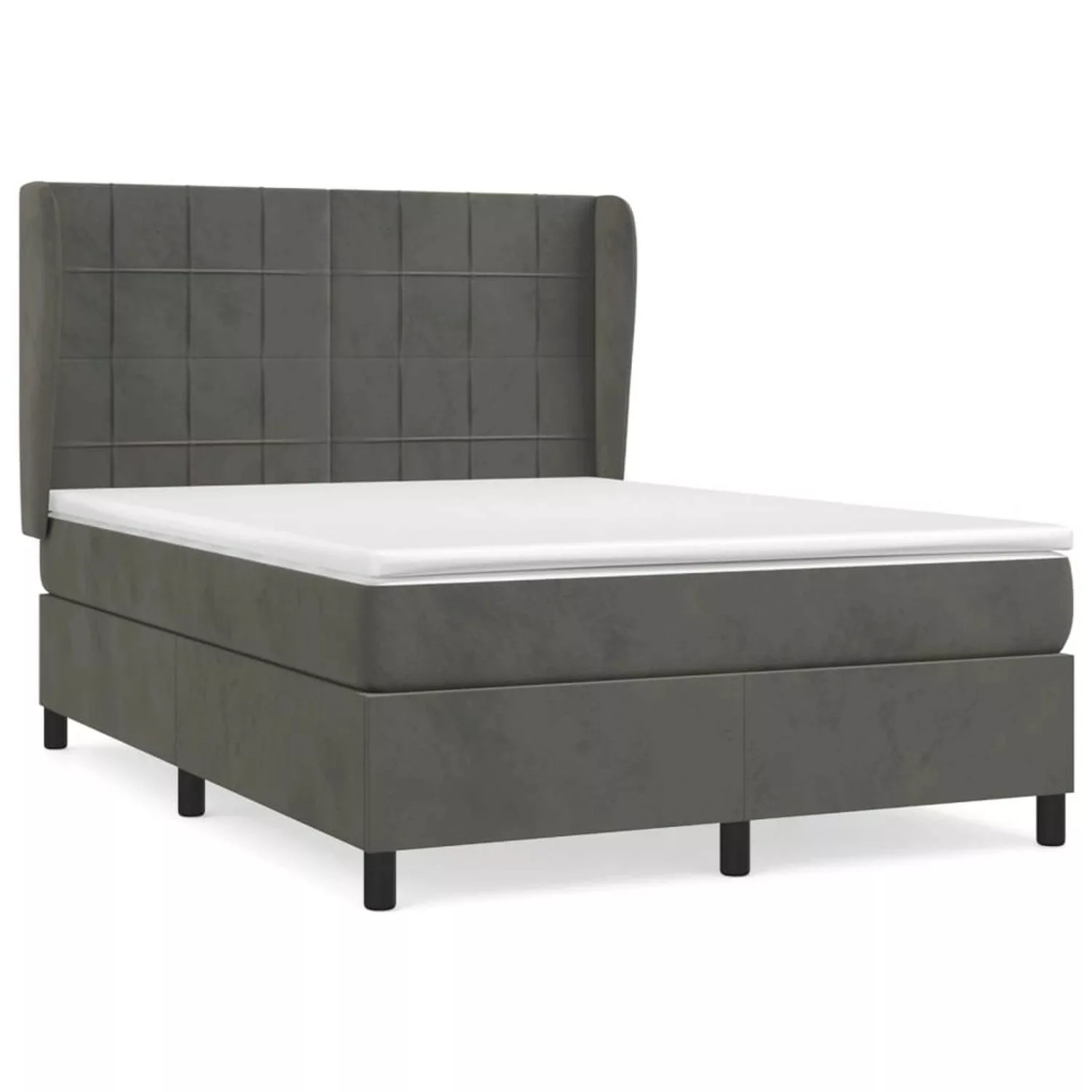 vidaXL Boxspringbett Boxspringbett mit Matratze Hellgrau 140x200 cm Samt Be günstig online kaufen