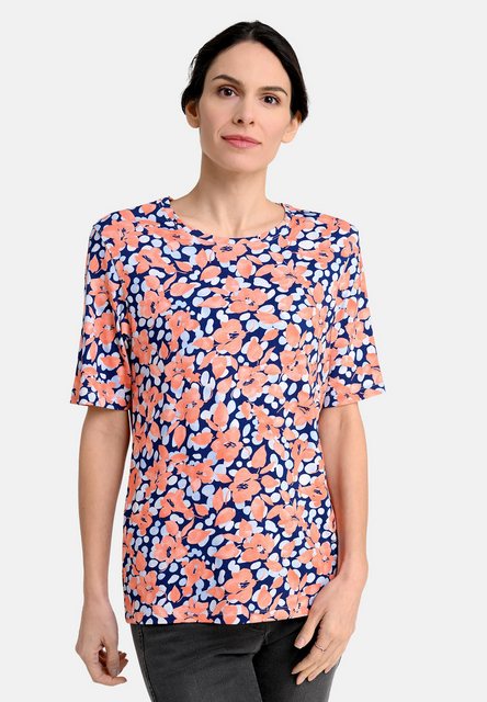 BICALLA T-Shirt Shirt mit Blüten-Print in Apricot/Blau (1-tlg) günstig online kaufen