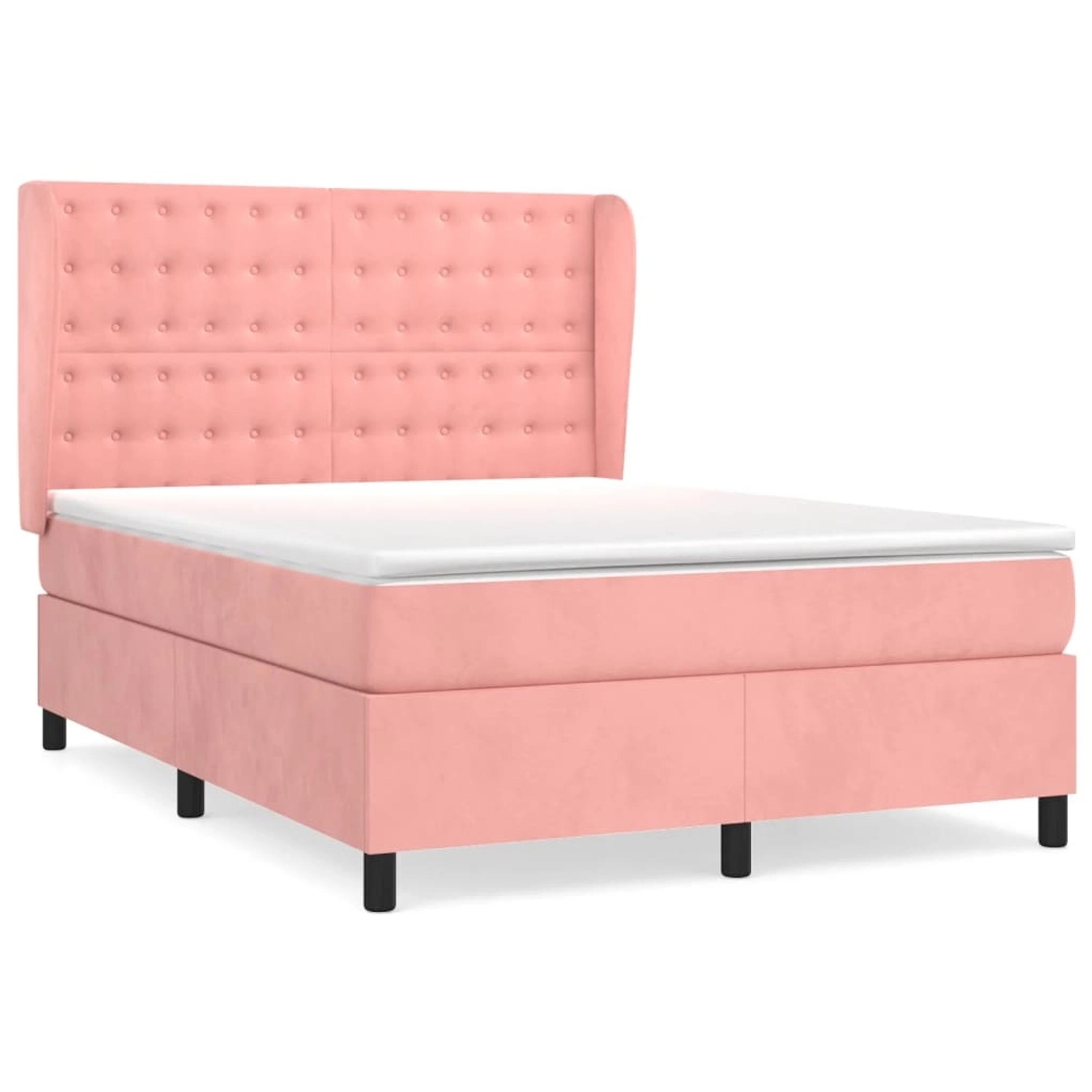 vidaXL Boxspringbett mit Matratze Rosa 140x200 cm Samt1373033 günstig online kaufen