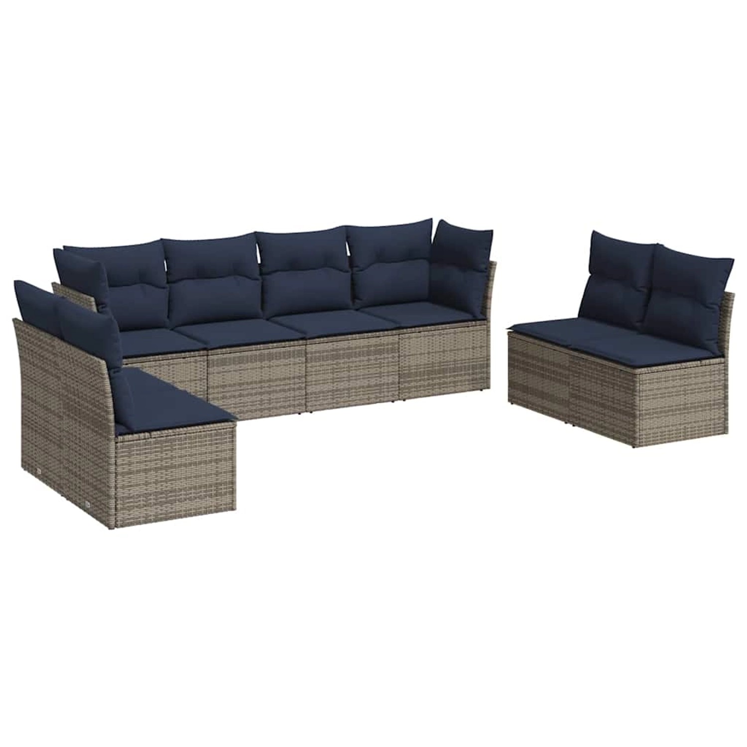 vidaXL 8-Tlg Garten-Sofagarnitur mit Kissen Grau Poly Rattan 3217451 günstig online kaufen