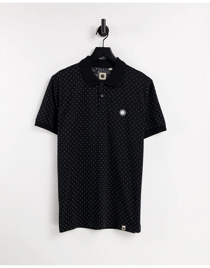 Pretty Green – Kompany – Polohemd in Schwarz mit Punktemuster günstig online kaufen