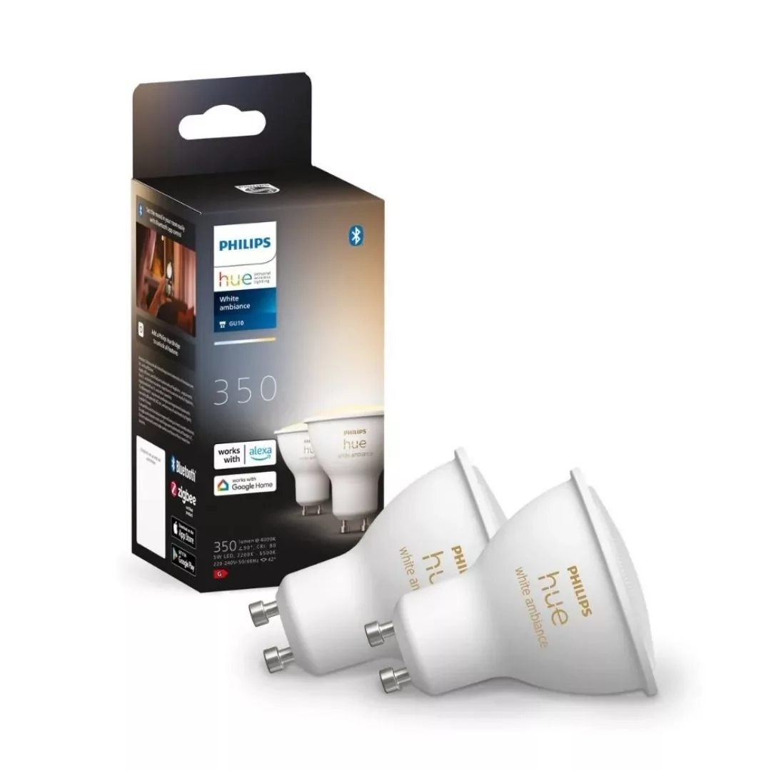Philips Hue Bluetooth White Ambiance LED GU10 5W 350lm Doppelpack inkl. Bri günstig online kaufen