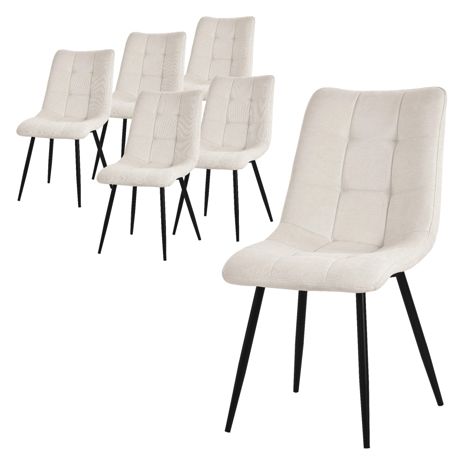 ML-Design Esszimmerstühle 6Er Set Beige mit Stoffbezug mit Rückenlehne günstig online kaufen