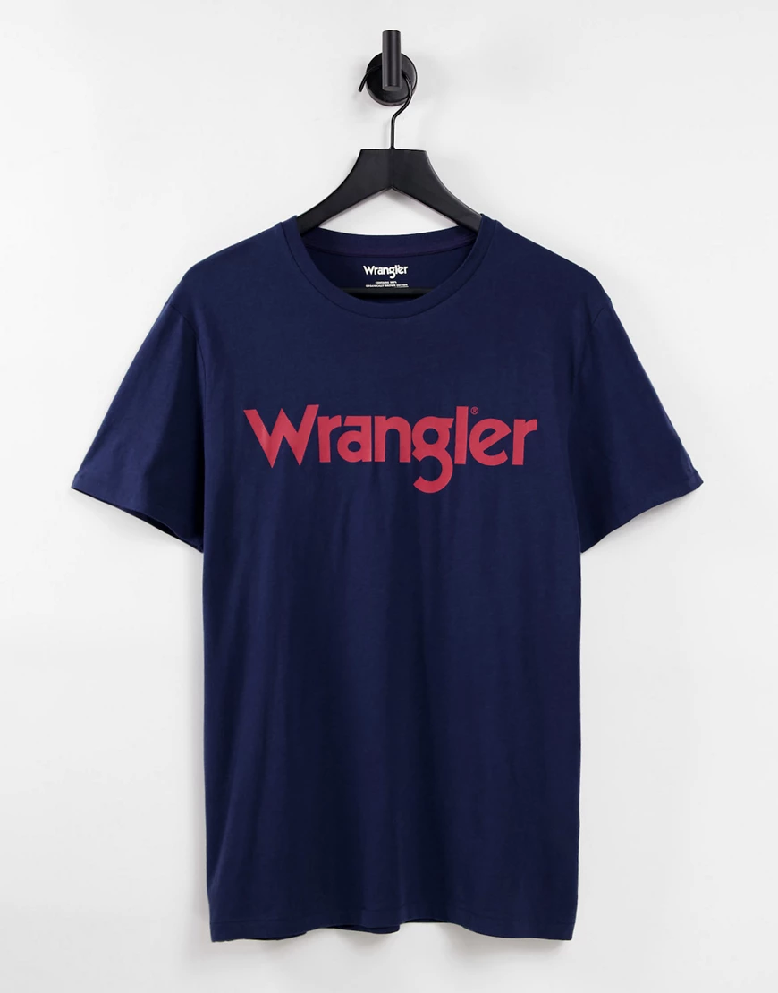 Wrangler – T-Shirt mit Logo-Marineblau günstig online kaufen