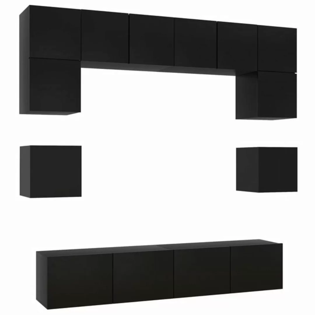 furnicato TV-Schrank 8-tlg. TV-Schrank-Set Schwarz Holzwerkstoff (1-St) günstig online kaufen