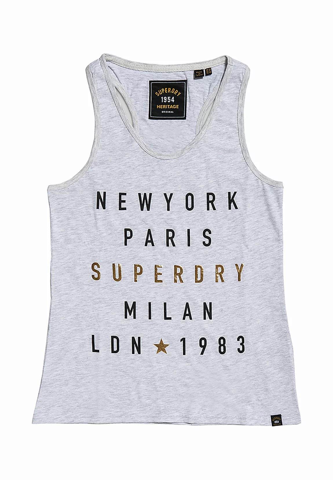 Superdry Tank Damen CITY LETTERS FOIL VEST Ice Marl günstig online kaufen