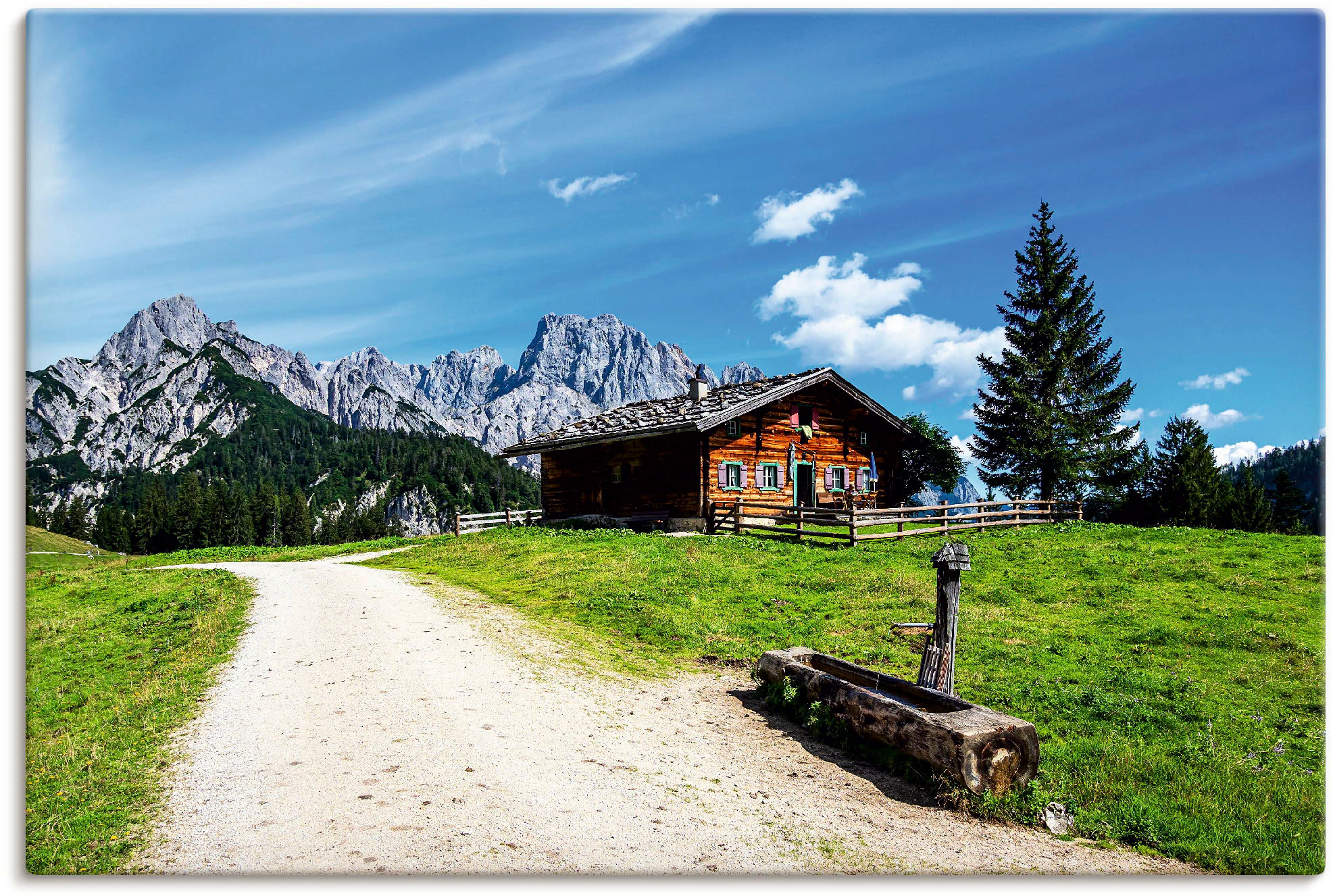 Artland Leinwandbild "Blick auf die Litzlalm mit Hütte", Berge & Alpenbilde günstig online kaufen