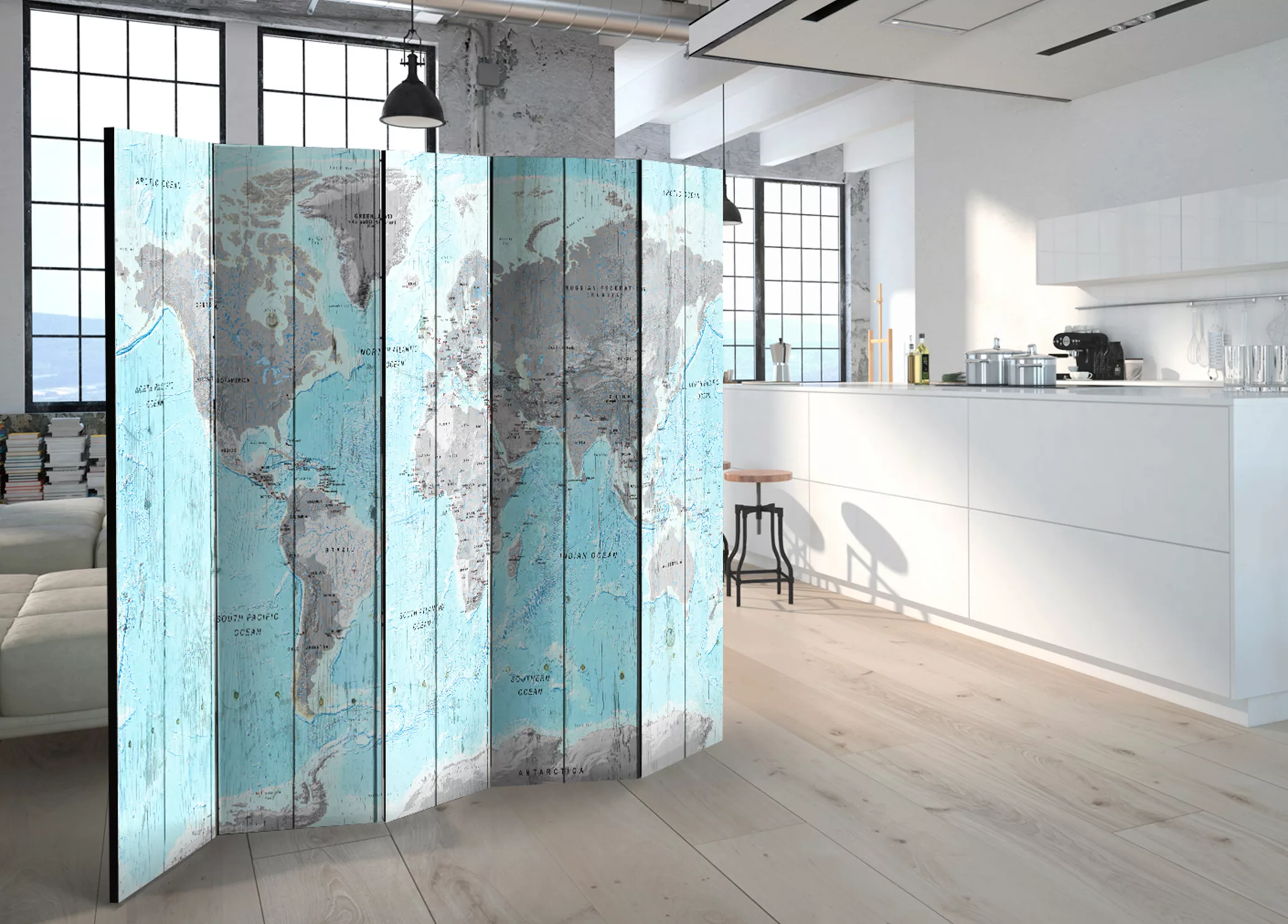 5-teiliges Paravent - Wooden Travels [room Dividers] günstig online kaufen