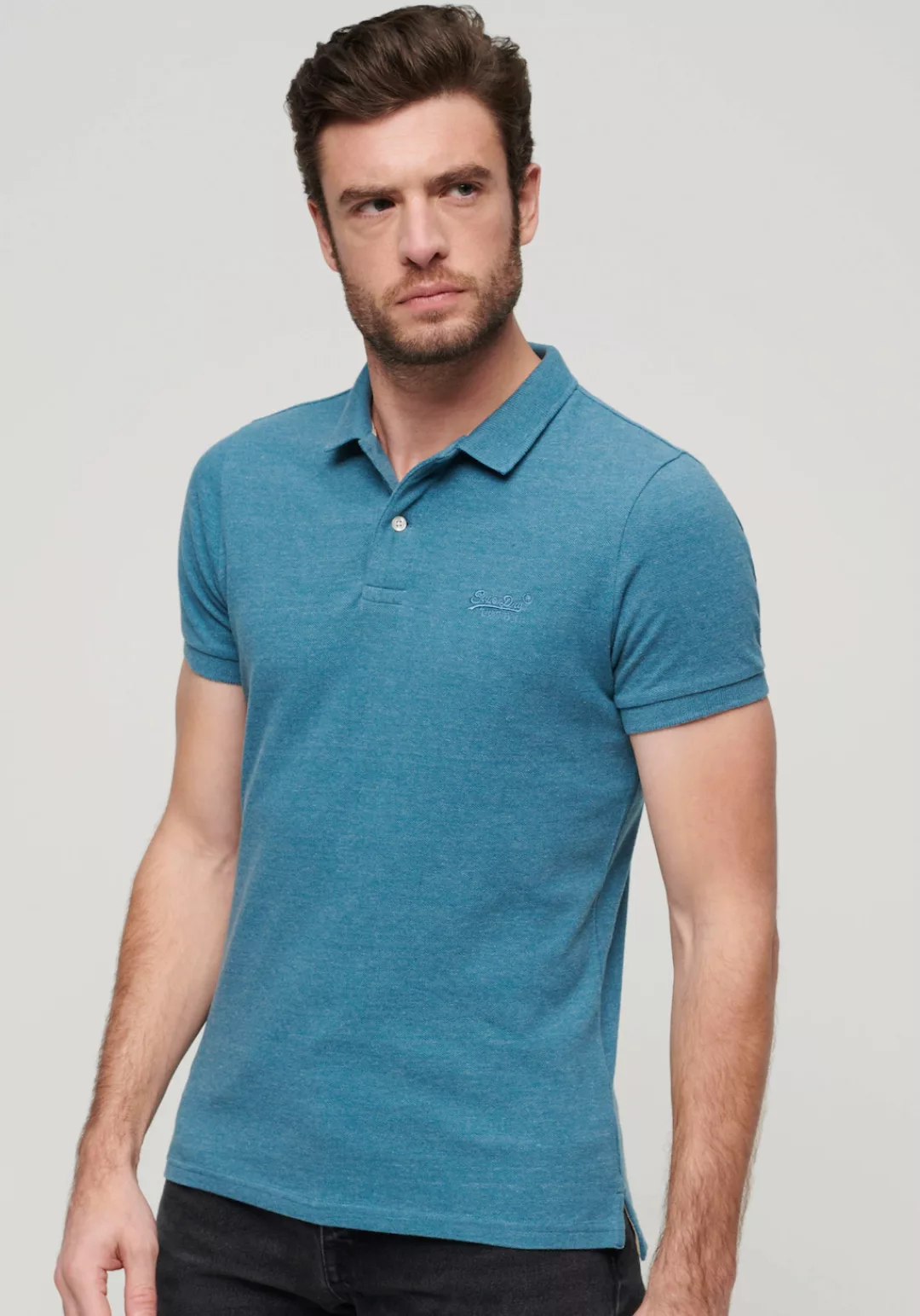 Superdry Classic Poloshirt Melange Blau - Größe 3XL günstig online kaufen