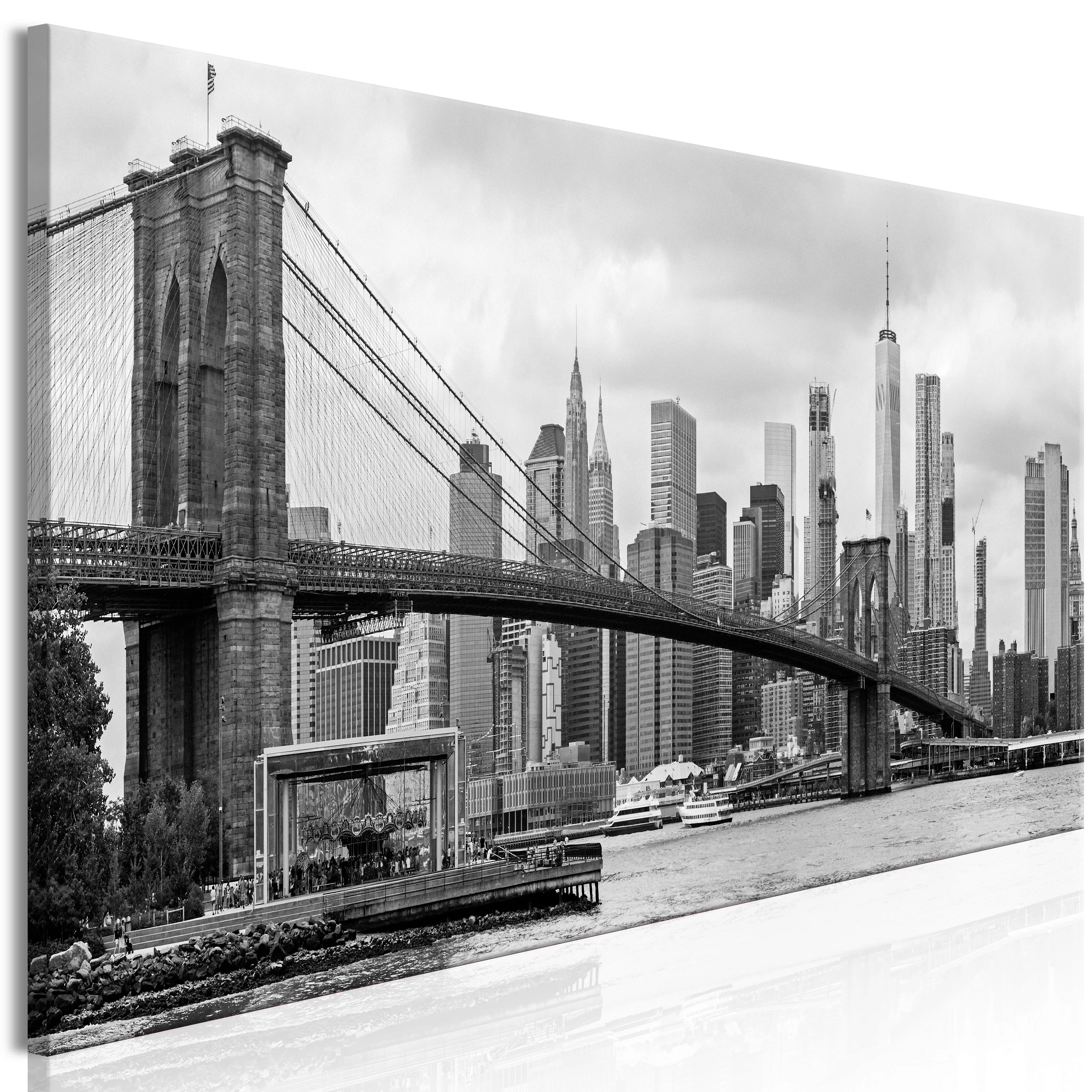 Wandbild - Road To Manhattan (1 Part) Narrow Black And White günstig online kaufen