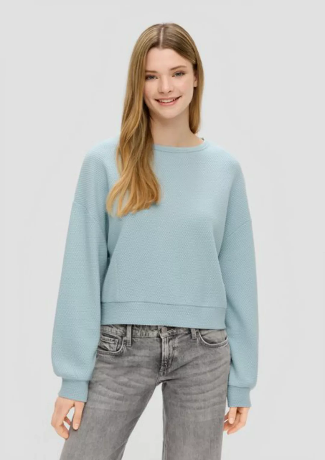 QS Sweatshirt Shirt mit Waffelpiqué-Struktur günstig online kaufen